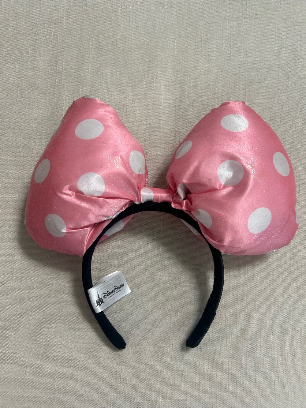 Disney Parks Authentic Minnie Mouse Bow Ears
3D Headband Pink Polka
Dot Glitter